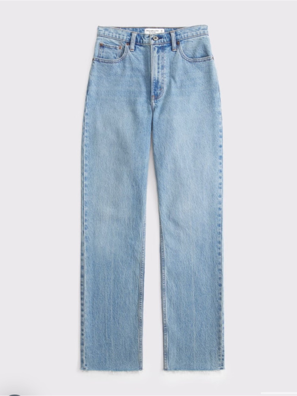 Abercrombie & Fitch Ultra High Rise 90s Straight Jean Blue Size 24/00R Raw Hem